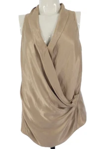 Helmut Lang Blouse Satin Draped Gold Champagne Asymmetric Party Size P XS - Picture 1 of 13