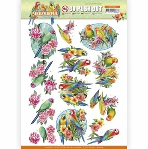 Couture 3D Diecut Decoupage A4 Pushout Kit Amy Design Colourful Feathers Parrot - Picture 1 of 1