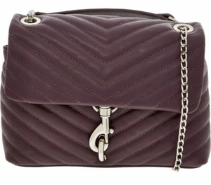 🦋REBECCA MINKOFF Leather Purple Edie Cross Body Bag / Shoulder Bag - Picture 1 of 11