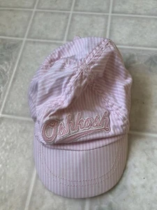Classic Pink Stripe Vtg Embroidered OSHKOSH B'GOSH 0-9 mth Elastic Baseball Cap - Picture 1 of 6