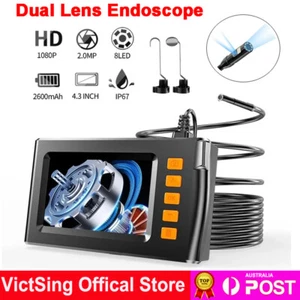 4.3" 1080P Digital Borescope Inspection Camera 8mm Two Lens Industrial Endoscope - Picture 1 of 19