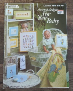 Vintage (1979) Neu Leisure Arts Kreuzstichmuster Broschüre FÜR IHR BABY #158 - Bild 1 von 3