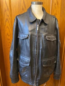 German Black Police Leather Jacket EUR 54 US 46 - Picture 1 of 2