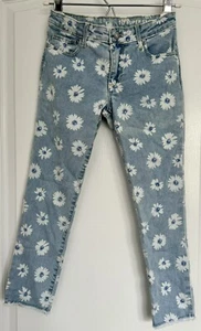 Gap Kids Cropped Super Skinny Ankle Jeans 10 Floral Flower Adjustable  - Picture 1 of 5