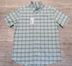 Sonoma Men’s Performance Short Sleeve Shirt Green Plaid Size Medium Nwts - Picture 1 of 5