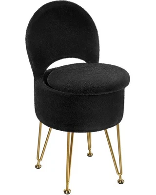 GREENSTELL Vanity Stool Chair with Storage and Folding Back, 15.7 x 15.7 x 19... - Image 1 of 4