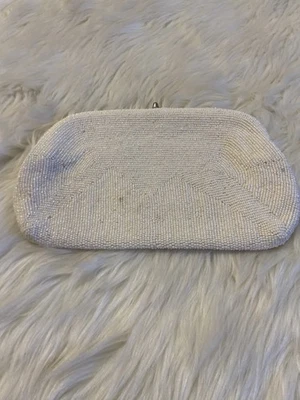 Vintage Japanese Hand Made Faux Pearl White Clutch Kiss Lock Closure Read As Is  - Image 1 of 4