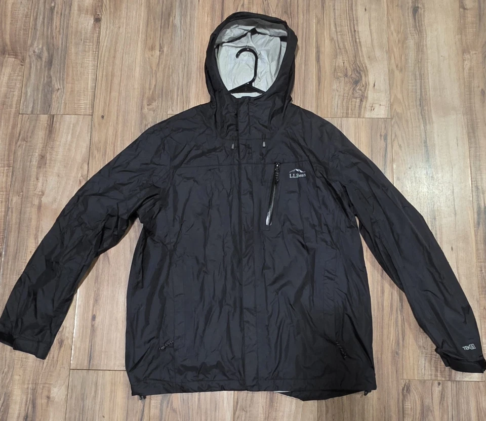 Chaqueta LL Bean Para Hombres L Alta Negra Forrada de Vellón Cremallera Completa Modelo Trail Chaqueta de Lluvia Foto 1 de 2