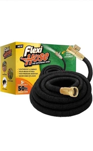 Flexi Hose Upgraded Expandable Garden Hose 50 ft Extra Strength 3/4 Solid Brass - Picture 1 of 7