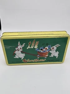 Scatola di latta biscotti rotoli coniglio bianco vintage Repubblica popolare cinese cesto coniglietto - Foto 1 di 13