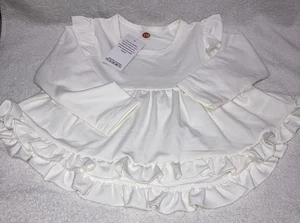Kleinkind Boutique Kleid weiß Baumwollmischung Rüschen lange Ärmel 18-24 Monate Neu mit Etikett - Bild 1 von 5