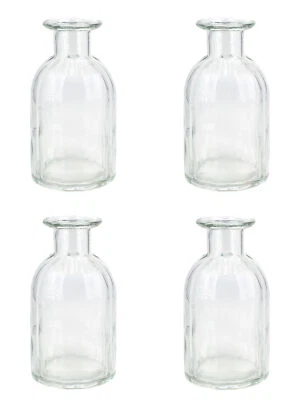 4 Glasflaschen Blumenvasen Dekoflaschen Set Minikaraffen Fläschchen Glaskaraffen - Bild 1 von 3