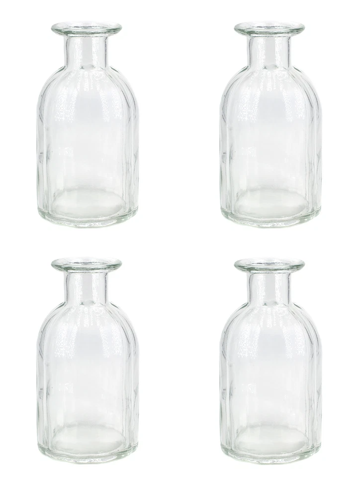 4 Glasflaschen Blumenvasen Dekoflaschen Set Minikaraffen Fläschchen Glaskaraffen - Bild 1 von 3