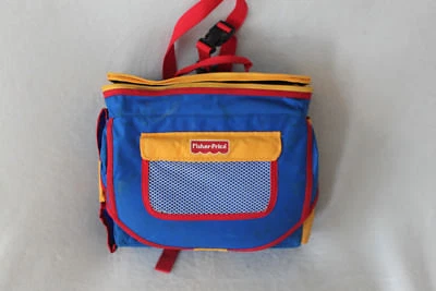 Mochila Fisher Price 1990 rojo/azul asiento de silla elevadora alta para niños pequeños Foto 1 de 4