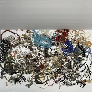 Jewelry Lot Necklaces Beaded Chain Adjustable Stretch Clasp Wood Glass Beads - Picture 1 of 12