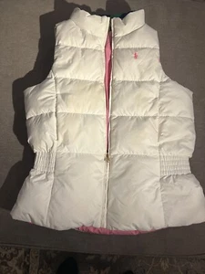 Polo Ralph Lauren Girls Reversible Pink/White Down Puffer Vest Size XL (16) - Picture 1 of 9