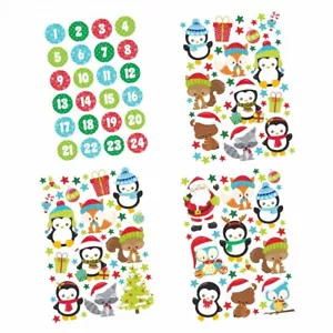 24 Adventskalender Zahlen Aufkleber und Tier Stickerbögen - Weihnachten basteln - Bild 1 von 12