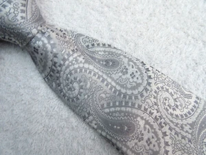 Corbata PAISLEY GRIS PLATA CLARO 3,75 pulgadas poliéster F&F - Imagen 1 de 5