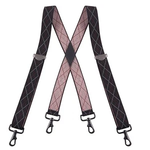 Buyless Fashion Suspenders for Men - 48" Adjustable 1 1/4" - X Back Black Hooks - Picture 1 of 119
