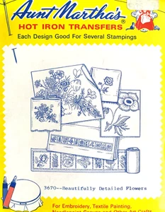VTG Aunt Martha's Beautifully Detailed Flowers Embroidery Transfer Pattern 3670 - Picture 1 of 1