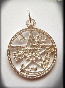 925 Sterling Silverpentagram Pagan Wiccan Pendant Esoteric Silver Tetragrammaton - Picture 1 of 1