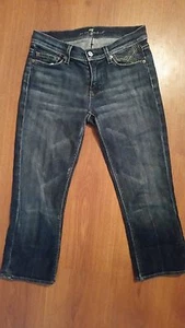7 For All Mankind CROP MIA Jeans size 25 x 21 Stretch Stitched Pockets - Picture 1 of 4