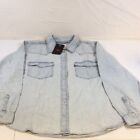 Levi's Womens Blue Light Wash Collared Western Button Front Shirt Size XXL
