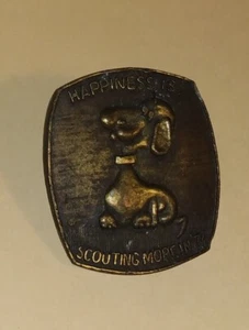 1974 Boy Scout Scarf Neckerchief Holder ~ "Happiness is Scouting More in '74" - Picture 1 of 2