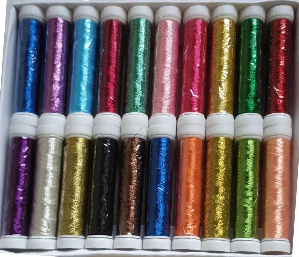 15 x Metallic Thread Spools, 20 colours 225 YARDS EACH, + 5 free spools - Image 1 of 1