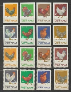 1986 Vietnam Stamps Domestic Fowl Sc # 1668-1675 Imperf. + Perforated MNH    - Picture 1 of 1