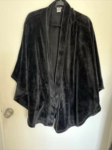 Natori Fleece Anytime Cape Shawl Wrap Cozy Warm Soft Black XL - Picture 1 of 6