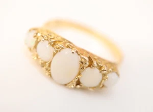 Vintage 9ct Gold Opal 5 Stone Half Hoop Ring - Picture 1 of 8