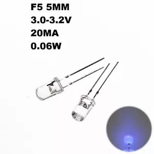 50 piezas diodo emisor de luz redonda brillante LED púrpura F5 5 mm de diámetro - Imagen 1 de 3