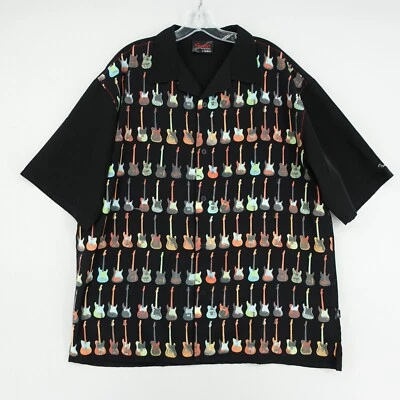 Camisa de campamento de bolos estampada con guitarra Fender By Va Vinci para hombre XL negra manga corta Foto 1 de 4