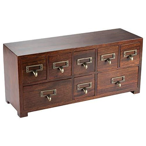 Traditional Medicine Cabinet - Desktop Wide & Small Cabinet w/ 8 Drawers Cover