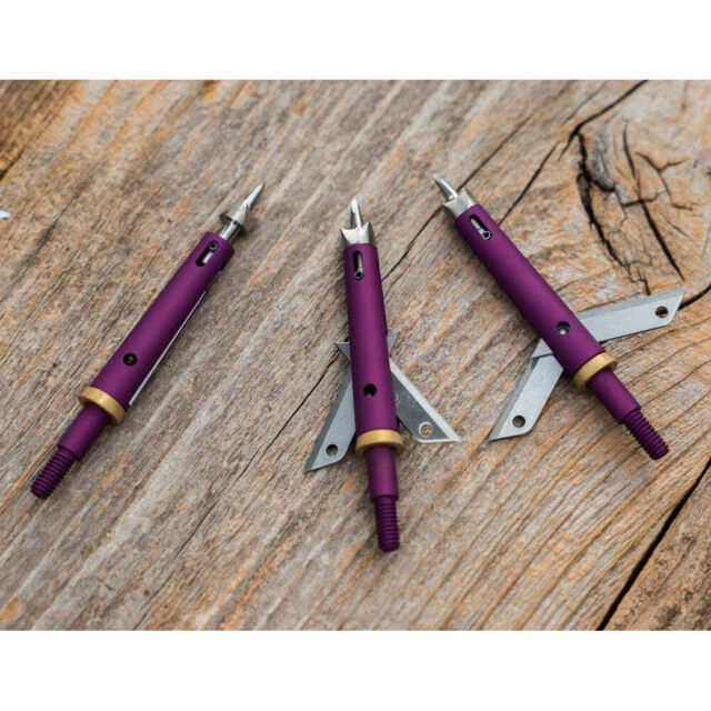 Thorn HPX 2-Blade Crossbow Broadhead Arrows - Pack of 3, Purple (TBHPX1003)