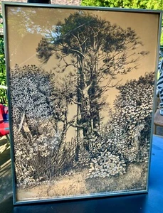 Cartel firmado por Boris Taslitzky años 70 boceto de árbol enmarcado Francia MCM #186/260 - Imagen 1 de 11