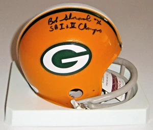 Mini casco firmado por Bob Skoronski de PACKERS con certificado de autenticidad SB I y II JSA AUTO autografiado - Imagen 1 de 2