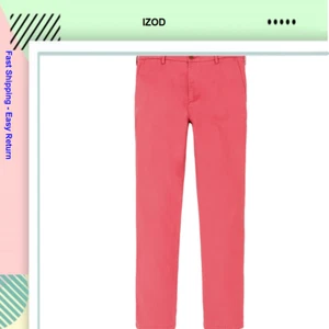 IZOD Men's Saltwater Stretch Flat Front Straight Fit Chino Pant Red, Sz 34W - Picture 1 of 5