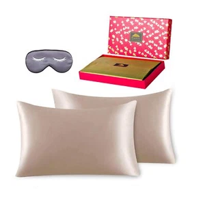 BlueHills Pure Mulberry Silk Pillowcase 3 Piece Gift Set Light Bronze King - Picture 1 of 8
