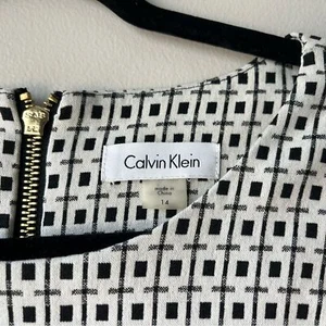 Calvin Klein Women’s Black & White Jacquard Sheath Sleeveless Dress Size 14 NWT - Picture 1 of 8