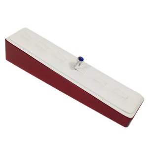 Rosenholz weiß Kunstleder 6 Ringe Schmuck Display Halter Vitrine Keil Ständer - Bild 1 von 4