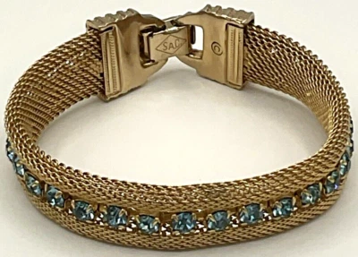 Браслет Sarah A. Coventry SAC золотистый со стразами аквамарин камни март - Изображение 1 из 4