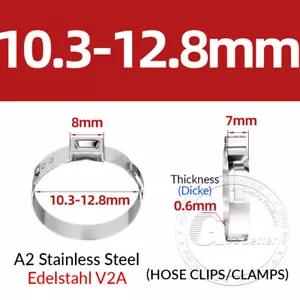 Single Ear O Clips Plus 304 Stainless Steel Air Water Pipe Hose Clamps - Picture 1 of 97