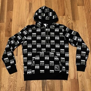 Puma X Helly Hansen Hoodie AOP Black White Yellow Men’s Size Small 531116-01 NWT - Picture 1 of 8