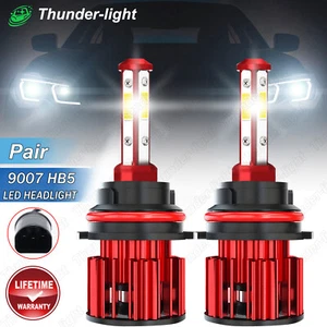 2x 9007 HB5 LED Headlight Bulbs Kit 6500K White High Low Beam Light Super Bright - Picture 1 of 11