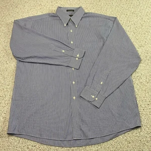 Arrow Mens Dress Shirt sz XL Blue White Striped Wrinkle Free Stretch Button Up - Picture 1 of 13