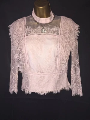 Coast Embroidered Top 10 UK Pink lace sleeve Blouse Xmas Party Evening Occasion - Image 1 of 4