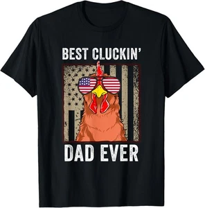 Chicken Dad Funny Farm Best Cluckin' Dad Ever Chicken T-Shirt Hoodie - Picture 1 of 9