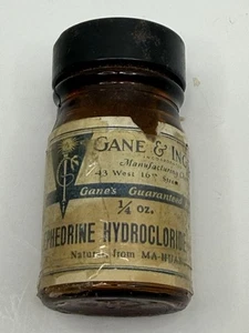 Ephedrine Hydrochloride Empty Amber Medicine Bottle Gane & Ingram Chemists - Picture 1 of 8